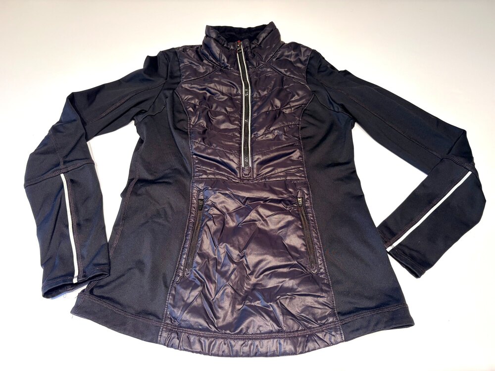 Zella Activewear Jacket Black Hybrid Zip Front Thumbholes Size S